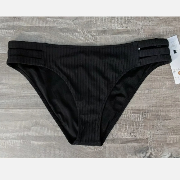 Women's Ribbed Strappy Side Cheeky Bikini Bottom - Picture 5 of 9